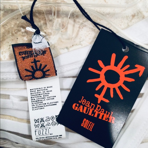 JEAN PAUL GAULTIER NAVY/WHITE STRIPE HANDKERCHIEF HEM DRESS SEMI SHEER SIZE XS - Picture 4 of 7